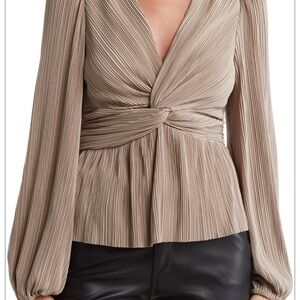 Astr Champagne Pleated Twist Blouse NWT